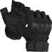 Mission Made Fingerless Hellfox Tactical Gloves for Men Pitch Black Medium