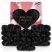 ADRIONE Hair Scrunchies for Women Girls 12 Pack Satin Silk Scrunchies for Hair Satin Scrunchies Large Hair Scrunchies for Women's Hair Big Satin Silk Scrunchie Black Scrunchies for Thick Curly Hair