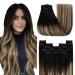 Youngsee Clip in Extensions Real Hair Balayage Black Clip in Extensions Black to Braun Blond Clip Real Hair Extensions Clip in Hair Extensions Remy Extensions Real Hair Clip Short 80g #1b/4/27 cm (7PCs) 1-Clip-4- #1b/4/27