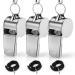 Huoberr Trillerfeife 3 pieces of stainless steel sports pipes max 120 dB loud clear referee whistle with lanyard trill whistle ideal for coaches referee