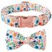 Unique Style Paws dog collar peach flower dog collar adjustable comfortable cotton fly collar for young girls dogs Bowtie collar with metal buckle s neck 10-16in s peach flowers
