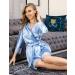 BESDEL Women's Satin Silk Bathrobe XL - Short Kimono Robe in Air Blue - Buy Online on GoSupps.com