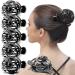 RC ROCHE 6 Pieces Octopus Bun Hair Clip Hair Claw Firm Hold Hair Claws Non-Slip for Women Thick Hair Round Large Black
