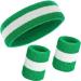 Bememo 6-Piece Sweatbands Set - Sports Headband and Wristbands Cotton Sweatband Set for Men and Women in Christmas Green and White - Buy Online on GoSupps.com