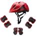HENXING Kids Helmet Knee Elbow Pads Wrist Guard Sport Protective Gear Adjustable Scooter Skateboard Roller Bike Skate Cycling Safety Set for Boy Girl 4-12 Years Red(4-12 years/18.5-22.4 IN)