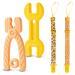 4Pack Silicone Teething Toys for Babies 0-12 Months Soothe Babies Sore Gums BPA Free Chew Relief Toys with Clip Hammer Wrench Spanner Pliers Shape Molar Teether Keepsake Gifts for Infants Toddlers Orange+Yellow