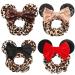 4 Pcs Leopard Mouse Ears Velvet Scrunchies Sequin Bows Hair Bands Ponytail Hair Ties Hair Accessories for Women Girls Adult Kids