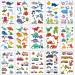 Apeso 30 Sheets Temporary Tattoos Kit for Kids  300Pcs Fake Cute Tattoo Stickers Waterproof  Birthday Party Favor (Dinosaur & Sea Animal & Vehicle)