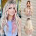 Esmee Long Wavy Blonde with Pink Highlight Wigs for Women Natuaral Synthetic Hair Heat Resistant Wig for Daily Party Cosplay Use