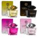 Versace Perfume for Women Set of 4 Mini Bright Crystal Yellow Diamond Crystal Noir Bright Crystal Absolu Perfume for Women Fragrance Sampler Set Designer Womens Samples (4 Count 0.17 oz)