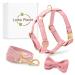 Dog harness in H-shaped with multiple position leash and loop made of velvet dishes for small medium and large dogs premium harness (pink l) l pink