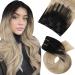 Moresoo real hair extensions clip in balayage blond clip in extensions real hair black to ash blonde with platinum blonde clip in hair extension balayage 45cm #1b/18/60 120g 7 tresse 45 cm #1b/18/60