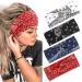 Hair straps women wide elastic soft 4 pcs summer boho headband print hair accessories yoga sport hair band multi-colored bridle band multicolored