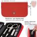 Three Swords 8-Piece Roma Manicure Set | Premium Red Leather Nail Care Kit with Scissors Clippers & Tweezers - Buy Online on GoSupps.com