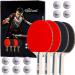 Upstreet's Ping Pong Paddles - Professional Ping Pong Paddles or Table Tennis Paddles, Ping Pong Balls Ping Pong Set for Recreational Games, Indoor, and Outdoor Ping Pong Paddles Black