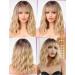 WOKESTAR Blonde Curly Wavy Bob Wig with Dark Roots for Women - Neat Fringe, Synthetic - Buy Online on GoSupps.com