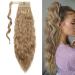 20 Inch Real Long Corn Wave Ponytail Clip in Hair Extensions Magic Paste Wavy Wrap Around Ponytail Hairpiece for Women Light Ash Brown mix Bleach Blonde Light Ash Brown mix Bleach Blonde 20 Inch