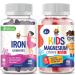 Magnesium Gummies for Kids 500mg & Iron Gummies for Adults - Iron Vitamins with Vitamin C