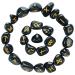 Crocon Black Tourmaline Gemstone Elder Futhark Alphabet Engraved Symbol Rune Stones 25 pcs Set for Feng Shui Chakra Balancing Reiki Healing Spiritual Size: 20-25 mm #005 Black Tourmaline