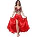 MUNAFIE Hot Red Satin Belly Dance Skirt - Long Split Side Skirt for Women - Buy Online on GoSupps.com
