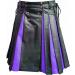 Leather Scottish Rock Kilt for Men - Retro Tartan Skirt | Classic 5XL Traditional Clubwear in Black & Purple - Buy Online on GoSupps.com