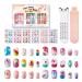 Modelones 144Pcs 6 Pack Press on Nails for Kids Children Acrylic Fake Nails Pre-glue Full Cover Glitter Gradient Color Rainbow Candy Short False Nail Art Kits Sets Valentines Day Gifts for Kids Girls A2-Rainbow Candy