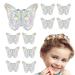 Butterfly Hair Clips | Butterfly Clips Hair Accessories Silver & White Butterfly Clips Cute Hair Clip for Wedding Girls Travel Women