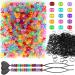 1602pcs Beads for Hair Braids Kit Including 600pcs 9x6mm Glitter Pony Beads  1000pcs Elastic Rubber Bands  and 2pcs Quick Beaders for Kids Hair Braids (Glitter) Glitter-Pink