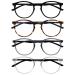 Opulize Met 4er-Pack Reading glasses big round black brown gray clear men's women's feather hinges rrrr60-127c black / brown / gray / clear +3.50 dioptria single