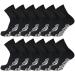 24 Pairs of Men's Non-Skid Diabetic Cotton Quarter Socks Non Binding Top Therapeutic Cotton Gripper Socks (Black Socks Size 10-13)