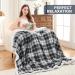 Plaid Sherpa Throw Blanket 60 x 80 - Reversible Fluffy Fleece Blanket for Couch, Bed, Sofa - Cozy & Soft Blanket for Adults - Grey - Buy Online on GoSupps.com