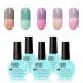 HMD Soak Off UV LED Temperature Changing Gel Nail Polishes. Macaron Series. Fast Color Changing Effect. Fast Cure. Unique Design for Canada Weather (5 Colors Value Package)