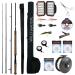 Wild Water Fly Fishing 11 Foot 4-Piece 7-Weight Switch Rod Complete Fly Fishing Rod and Reel Combo Starter Package for Bass and Pike