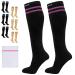 360 RELIEF - Flight Compression Socks Supports | Blood Circulation Travel Work XXL 2Pairs-Black with 2 Pink Line