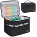 Medicine Storage Bag Double Layers Pill Bottle Organizer Bag Empty with Lockable Zipper&Adjustable Divider Medication Travel Carrying Bag for Pills Vitamins Medical Supplies Black