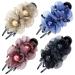 Dizila 4 Pack Sparkly Crystal Mesh Double Flower Hair Clips | Decorative Pearl Hair Barrettes for Women and Girls - Buy Online on GoSupps.com