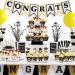 AIERSA 96Pcs Graduation Cupcake Toppers Wrappers 2024 Congrats Grad Cupcake Decorations Set Graduation Cupcake Wrappers for Cupcake Food Decorations Black Gold - Buy Online on GoSupps.com