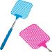ECENCE Set of 2 Extendable Fly Swatters | Telescopic 26cm-72cm | Blue & Pink | Perfect for Home & Travel - Buy Online on GoSupps.com