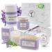 Spa Gift Set 100% Natural  Gift Box Includes: Bath Bomb  Bath Salt  Hand Soap  Scented Candle  Face Cloth and Gift Box. Best Gift for Her. (Lavender)