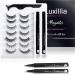 Luxillia (Clear + Black) Magnetic Eyeliner with Eyelashes Kit - Free Applicator Tool, 8D Most Natural Look Eyelash No Magnets Needed - Best Reusable False Eye Lash, Waterproof Liner Pen and Lashes 7 Pair (Pack of 1) Black