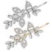 2 Pieces Rhinestone Hair Clips Bridal Hair Clip Wedding Hair Clip Wedding Hair Pieces for Brides Rhinestone Hair Clips for Women Leaf Rhinestone Hair Pins for Women Girls(Gold Silver)