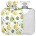 NAANLE hot water bottle with cover palm leaf pear transparent hot water bottle 2l large hot hot water bottle for menstrual cramps pain relief handfoots heat and cold therapy