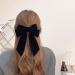 Inilbran Vintage Black Velvet Bow Hair Clip with Long Satin Tail | French Bowknot Barrette for Women - Buy Online on GoSupps.com