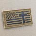 IR Tan 2x3.5 USA Flag Christian Cross Jesus Christ Coyote Brown Crucifix Religion God Infrared Tactical Morale Fastener Patch