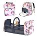 Motababy Floral Diaper Bag Backpack with Changing Station, Detachable Foldable Baby Bed for Bady Toddler, 3 in 1 Large Capacity Newborn Essentials Organizer with Stroller Hook for Girls and Boys(Pink)
