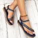 XTZYGLFD Women's Flat Sandals - Summer Boho-Street Shoes with Comfortable Open Toes & Elastic Ankle Straps | Roman & Plateau Style in Blue - Size 5 UK - Buy Online on GoSupps.com