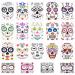 3 otters Halloween Temporary Face Tattoos  19PCS Sugar Skull Face Tattoos Day of the Dead Temporary Face Tattoos Skeleton Face Stickers for Party Favor Supplies