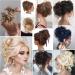 Tousled Updo Messy Bun Hair Piece | Synthetic Wavy Bun Extension | Fluffy Updo Scrunchy Chignon in Dark Black - Buy Online on GoSupps.com