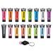 Moon Glow Neon UV Face and Body Paint Complete Set of 16 Includes UV Keychain (12ml (16-Pack))