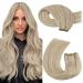 Moresoo Weft Hair Extensions Real Human Hair Sew in Double Weft Hair Extensions Ash Blonde with Platinum Blonde Weft Human Hair Extensions 14 Inch 100g/Pack #P18/613 14 Inch(Pack of 1) WEFT #P18/613